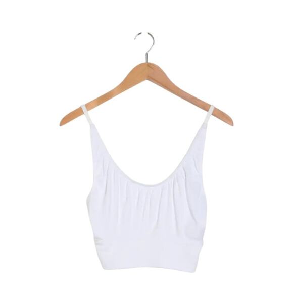 Melrose & Market Ruched Crop Top In White Size Large NWT $23 MSRP - Picture 1 of 8